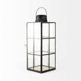 Gamfield Large Black Metal and Glass Lantern by Mercana at Eve Furniture