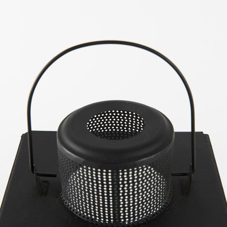 Gamfield Large Black Metal and Glass Lantern by Mercana at Eve Furniture