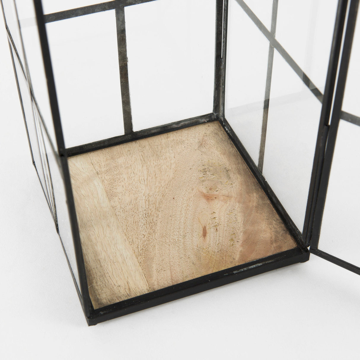 Gamfield Large Black Metal and Glass Lantern by Mercana at Eve Furniture