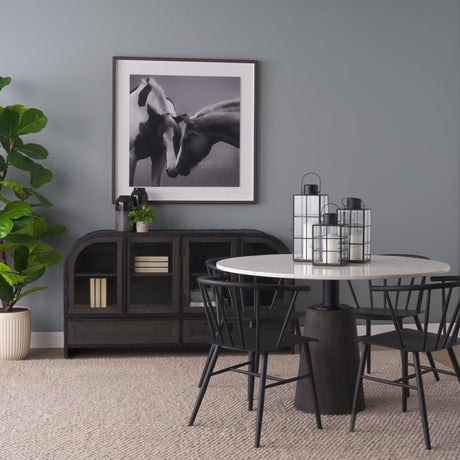 Gamfield Large Black Metal and Glass Lantern by Mercana at Eve Furniture