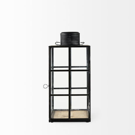 Gamfield Medium Black Metal and Glass Lantern by Mercana at Eve Furniture