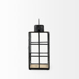 Gamfield Medium Black Metal and Glass Lantern by Mercana at Eve Furniture