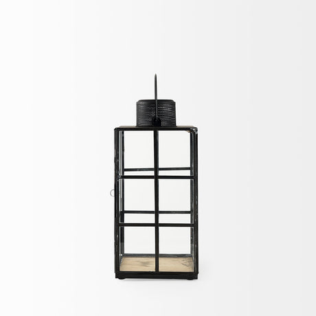 Gamfield Medium Black Metal and Glass Lantern by Mercana at Eve Furniture