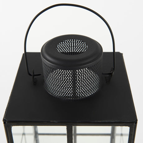 Gamfield Medium Black Metal and Glass Lantern by Mercana at Eve Furniture
