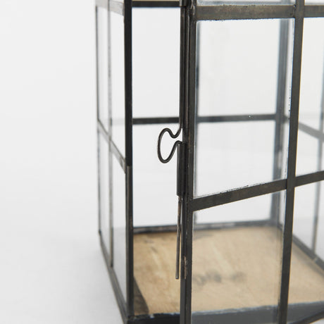 Gamfield Medium Black Metal and Glass Lantern by Mercana at Eve Furniture