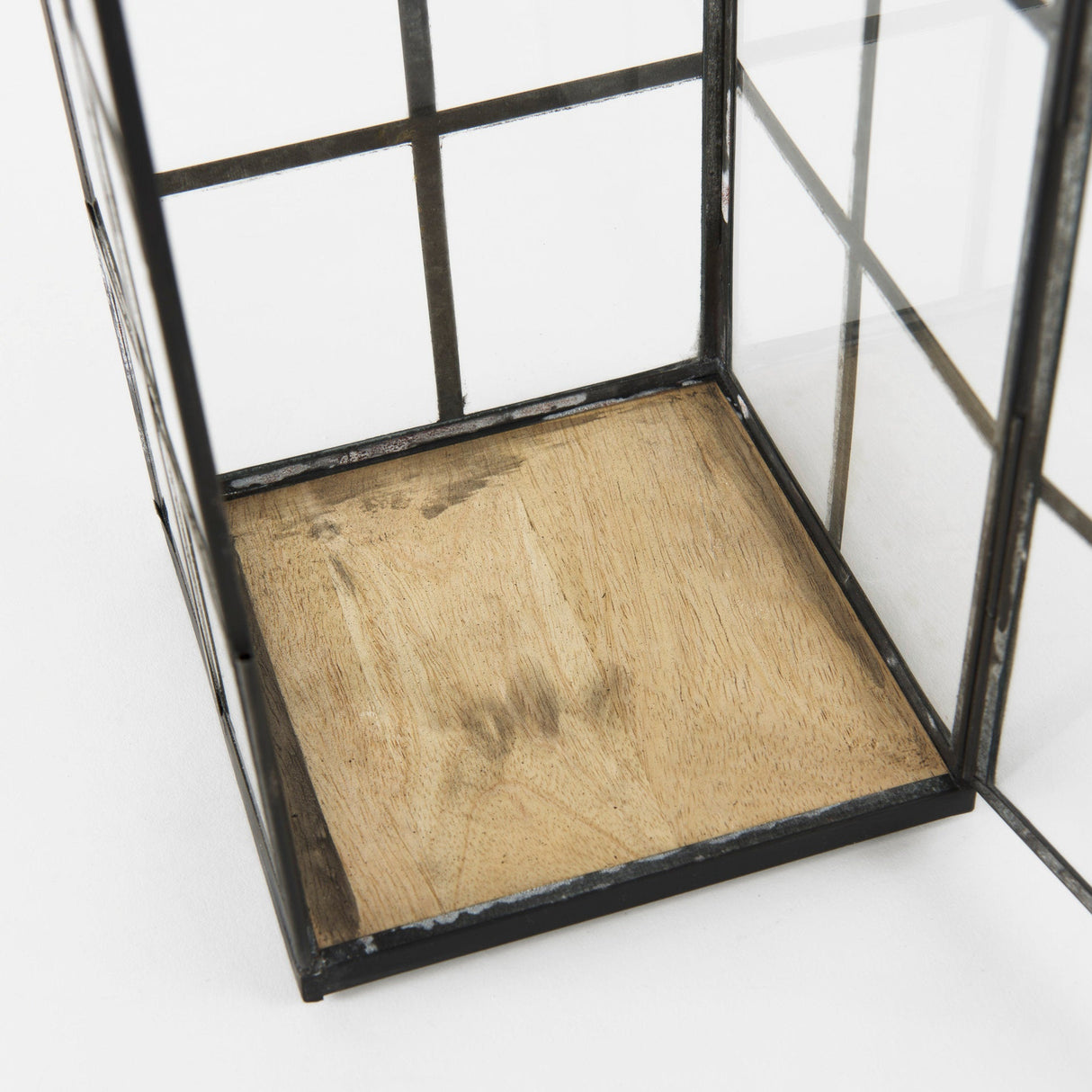 Gamfield Medium Black Metal and Glass Lantern by Mercana at Eve Furniture
