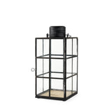 Gamfield Medium Black Metal and Glass Lantern by Mercana at Eve Furniture