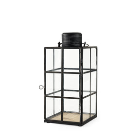 Gamfield Medium Black Metal and Glass Lantern by Mercana at Eve Furniture