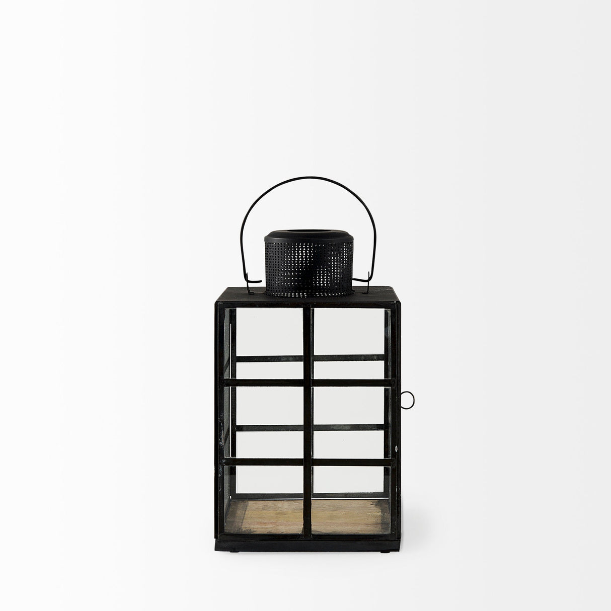 Gamfield Small Black Metal and Glass Lantern by Mercana at Eve Furniture