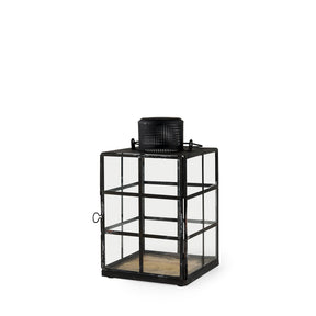 Gamfield Small Black Metal and Glass Lantern by Mercana at Eve Furniture