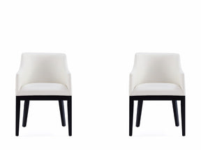 Gansevoort Faux Leather Dining Armchair in Cream (set of 2) by Manhattan Comfort at Eve Furniture