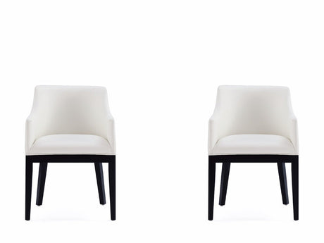 Gansevoort Faux Leather Dining Armchair in Cream (set of 2) by Manhattan Comfort at Eve Furniture
