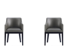 Gansevoort Faux Leather Dining Armchair in Pebble Grey (set of 2) by Manhattan Comfort at Eve Furniture