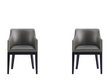 Gansevoort Faux Leather Dining Armchair in Pebble Grey (set of 2) by Manhattan Comfort at Eve Furniture