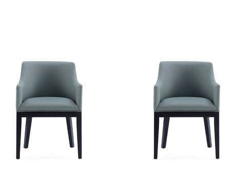 Gansevoort Faux Leather Dining Armchair in Pewter (Set of 2) by Manhattan Comfort at Eve Furniture