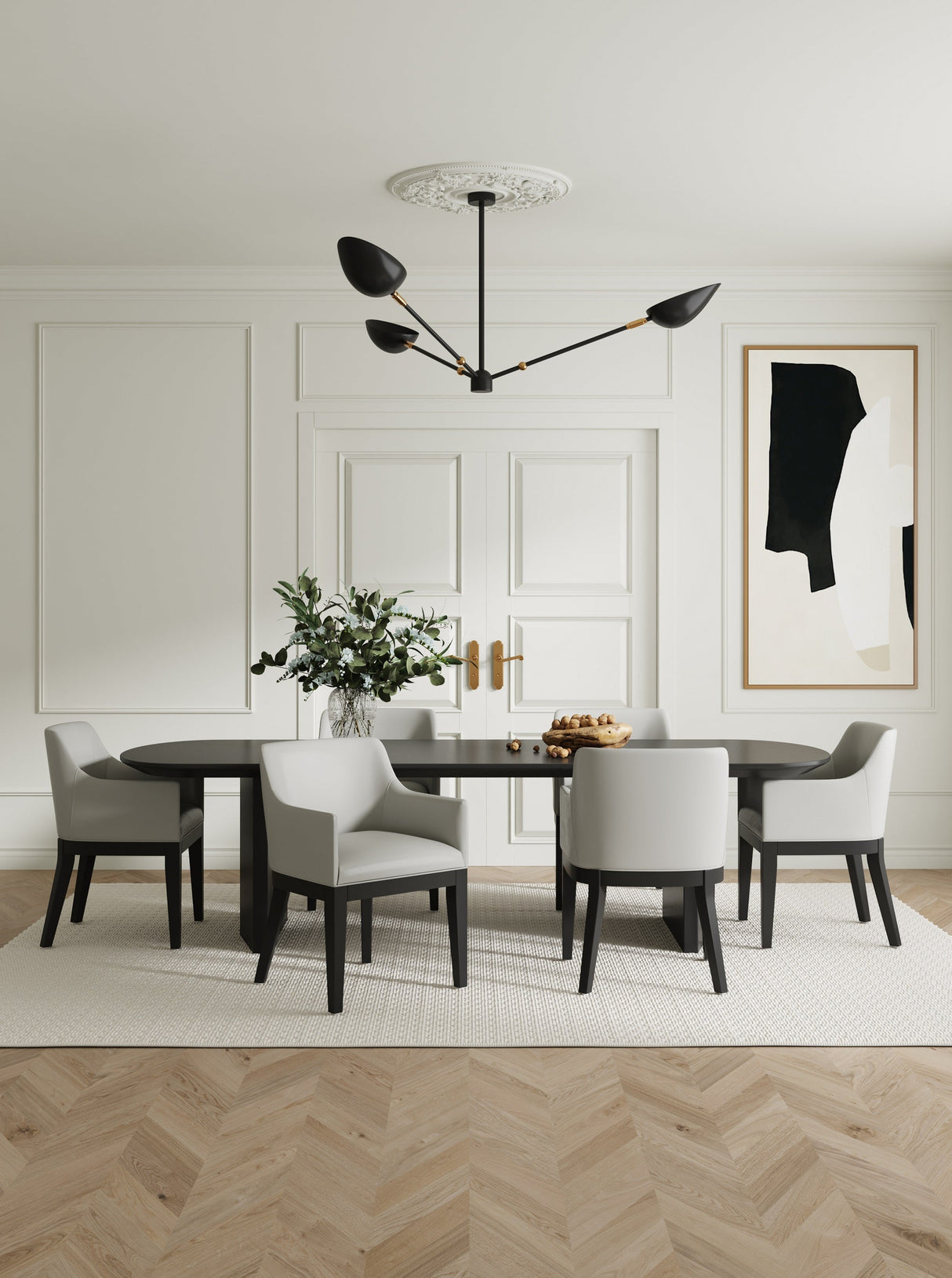 Gansevoort Faux Leather Dining Armchair in Stone Grey by Manhattan Comfort at Eve Furniture