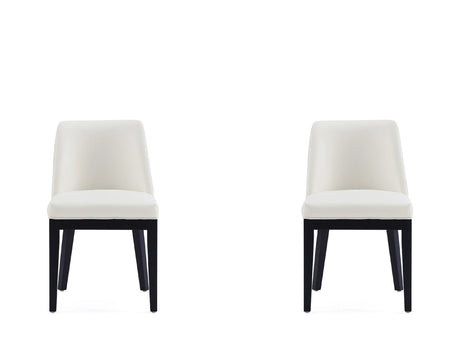 Gansevoort Faux Leather Dining Chair in Cream (set of 2) by Manhattan Comfort at Eve Furniture