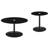 Ganso Black 2-Piece Round Glass Top Coffee and End Table Set by Coaster at Eve Furniture