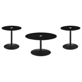 Ganso Black 3-Piece Round Glass Top Coffee and End Table Set by Coaster at Eve Furniture