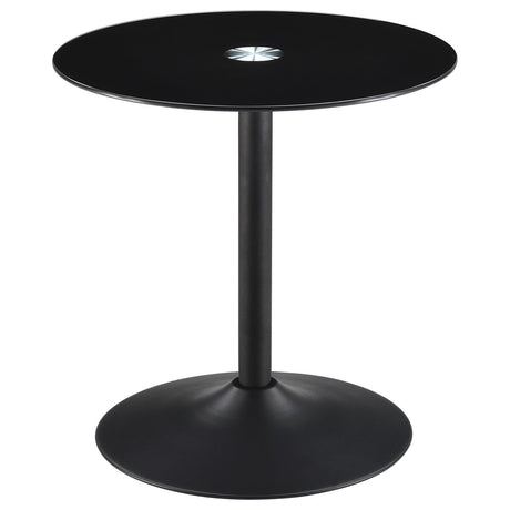 Ganso Black Round Metal End Table with Tempered Glass Top by Coaster at Eve Furniture