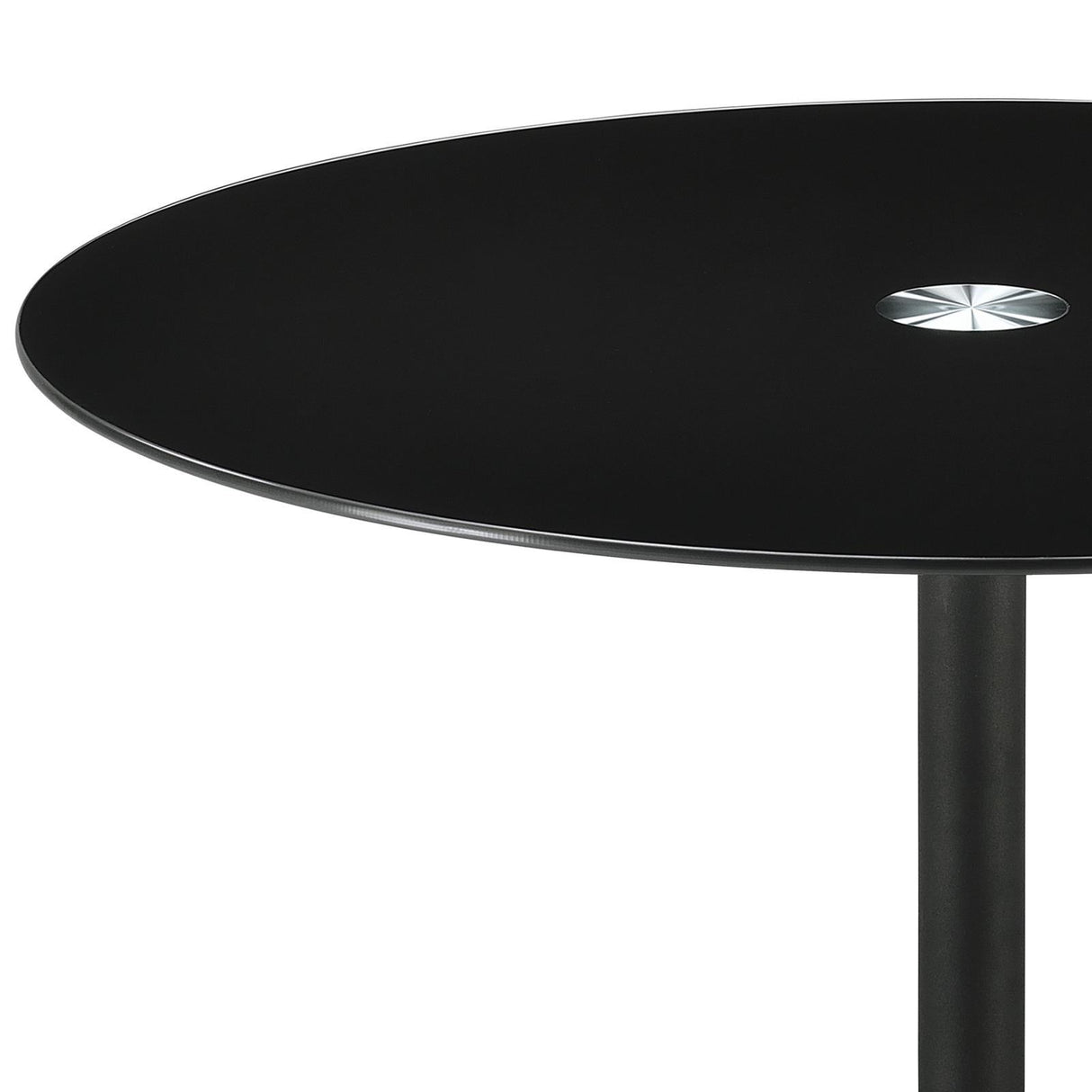 Ganso Black Round Metal End Table with Tempered Glass Top by Coaster at Eve Furniture