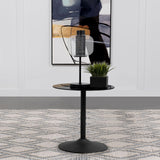 Ganso Black Round Metal End Table with Tempered Glass Top by Coaster at Eve Furniture