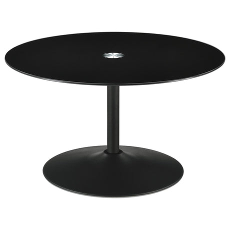 Ganso Round Metal Coffee Table with Tempered Glass Top Black by Coaster at Eve Furniture
