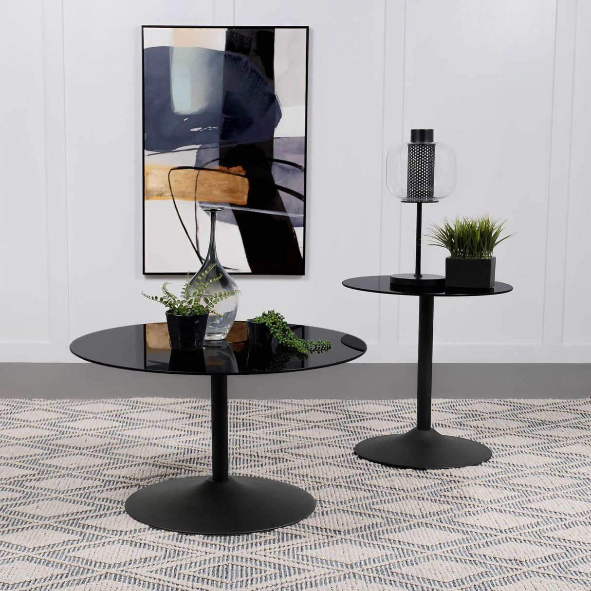 Ganso Round Metal Coffee Table with Tempered Glass Top Black by Coaster at Eve Furniture