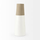 Garand Large Two-Toned White Natural Ceramic Jug by Mercana at Eve Furniture