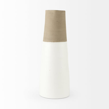 Garand Large Two-Toned White Natural Ceramic Jug by Mercana at Eve Furniture