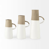 Garand Large Two-Toned White Natural Ceramic Jug by Mercana at Eve Furniture