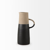 Garand Medium Two-Toned Black/Natural Ceramic Jug by Mercana at Eve Furniture