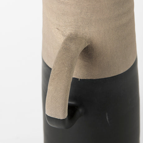 Garand Medium Two-Toned Black/Natural Ceramic Jug by Mercana at Eve Furniture
