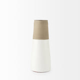 Garand Medium Two-Toned White Natural Ceramic Jug by Mercana at Eve Furniture