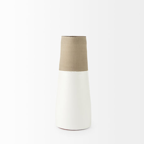 Garand Medium Two-Toned White Natural Ceramic Jug by Mercana at Eve Furniture