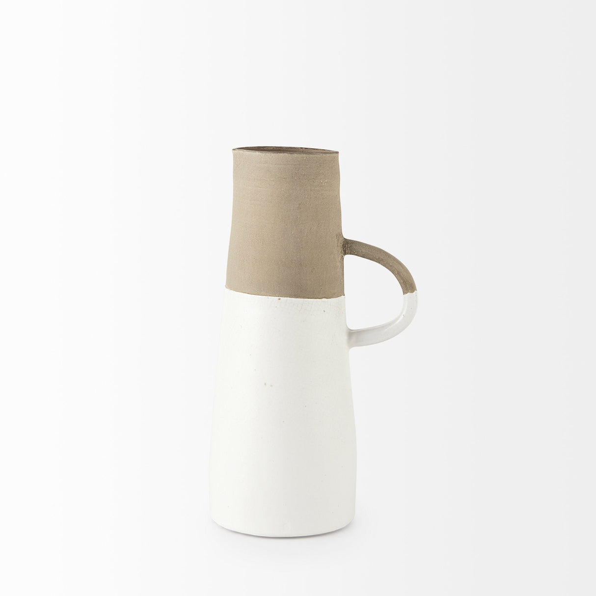 Garand Medium Two-Toned White Natural Ceramic Jug by Mercana at Eve Furniture