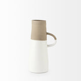 Garand Medium Two-Toned White Natural Ceramic Jug by Mercana at Eve Furniture