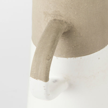 Garand Medium Two-Toned White Natural Ceramic Jug by Mercana at Eve Furniture
