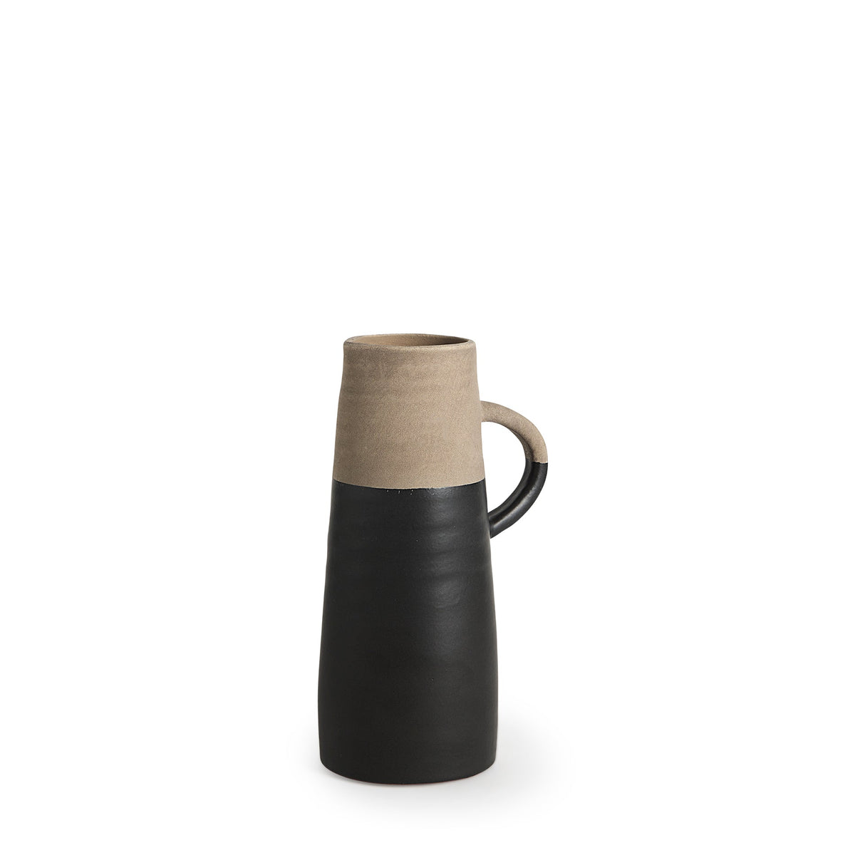 Garand Small Two-Toned Black/Natural Ceramic Jug by Mercana at Eve Furniture