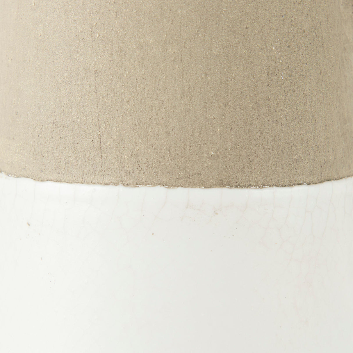 Garand Small Two-Toned White Natural Ceramic Jug by Mercana at Eve Furniture