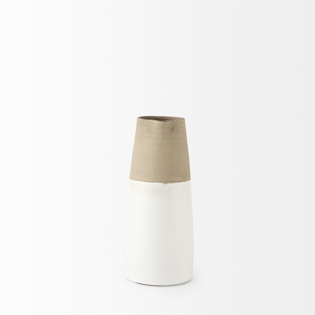 Garand Small Two-Toned White Natural Ceramic Jug by Mercana at Eve Furniture