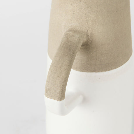 Garand Small Two-Toned White Natural Ceramic Jug by Mercana at Eve Furniture