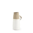 Garand Small Two-Toned White Natural Ceramic Jug by Mercana at Eve Furniture