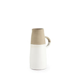 Garand Small Two-Toned White Natural Ceramic Jug by Mercana at Eve Furniture