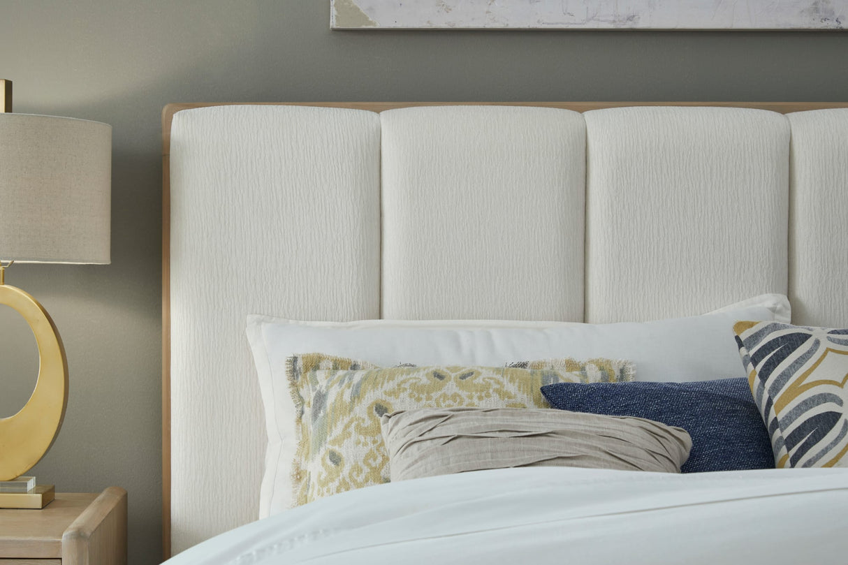 Gardenia Cotton/Chai Wood Frame Upholstered Queen Platform Bed by Modus Furniture at Eve Furniture