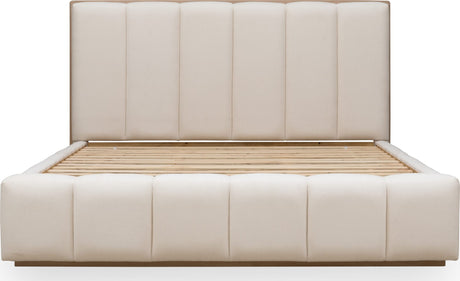 Gardenia Cotton/Chai Wood Frame Upholstered Queen Platform Bed by Modus Furniture at Eve Furniture