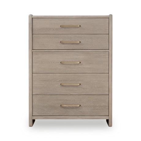 Gardenia Five Drawer Oak Wood Chest in Chai by Modus Furniture at Eve Furniture