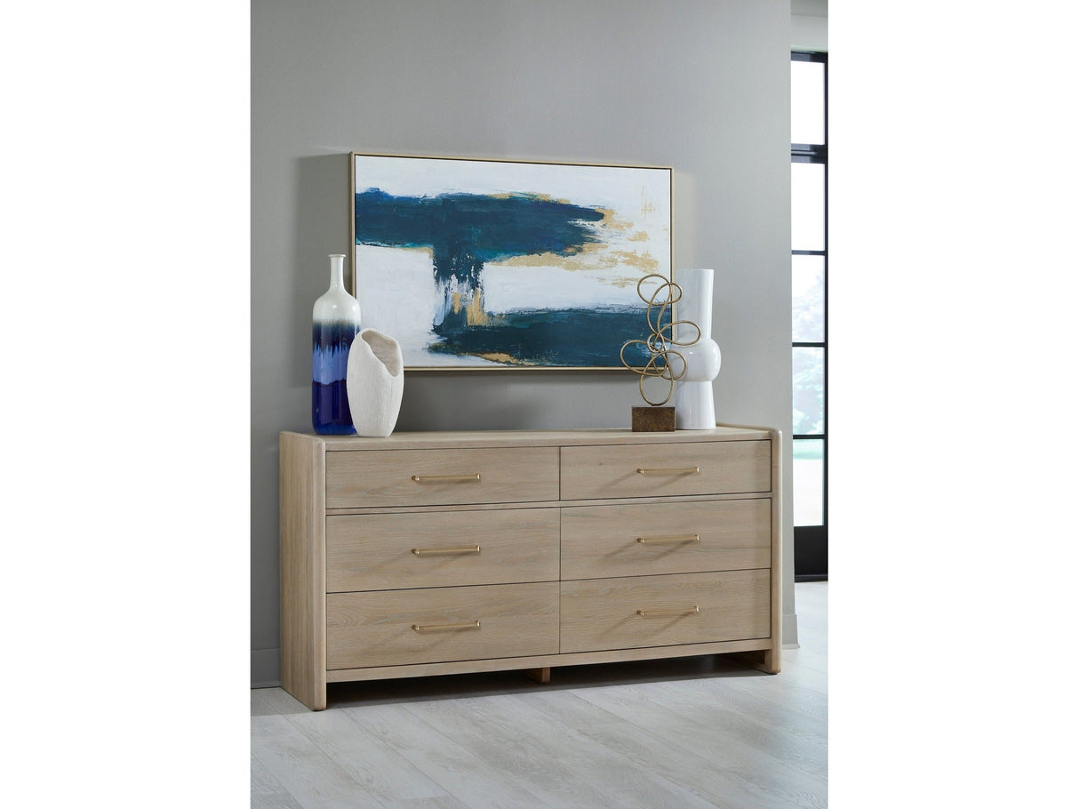 Gardenia Six Drawer Oak Wood Dresser in Chai by Modus Furniture at Eve Furniture
