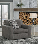 Gardiner Pewter Chair and Ottoman by Ashley at Eve Furniture