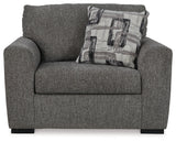 Gardiner Pewter Chair and Ottoman by Ashley at Eve Furniture